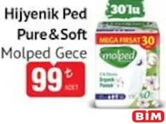 MOLPED HİJYENİK PED PURE & SOFT GECE 30'LU